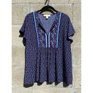 MICHAEL Michael Kors - Womens V-Neck Tunic Top - Size L